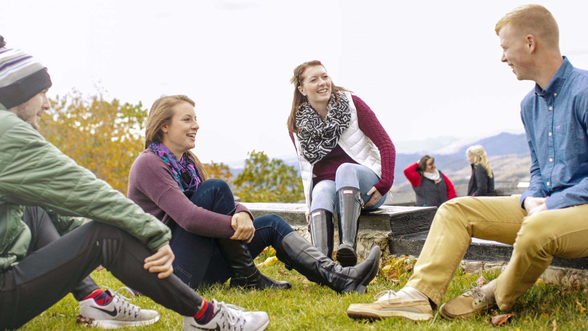 Bluefield University students spending time together enjoying the outdoors.