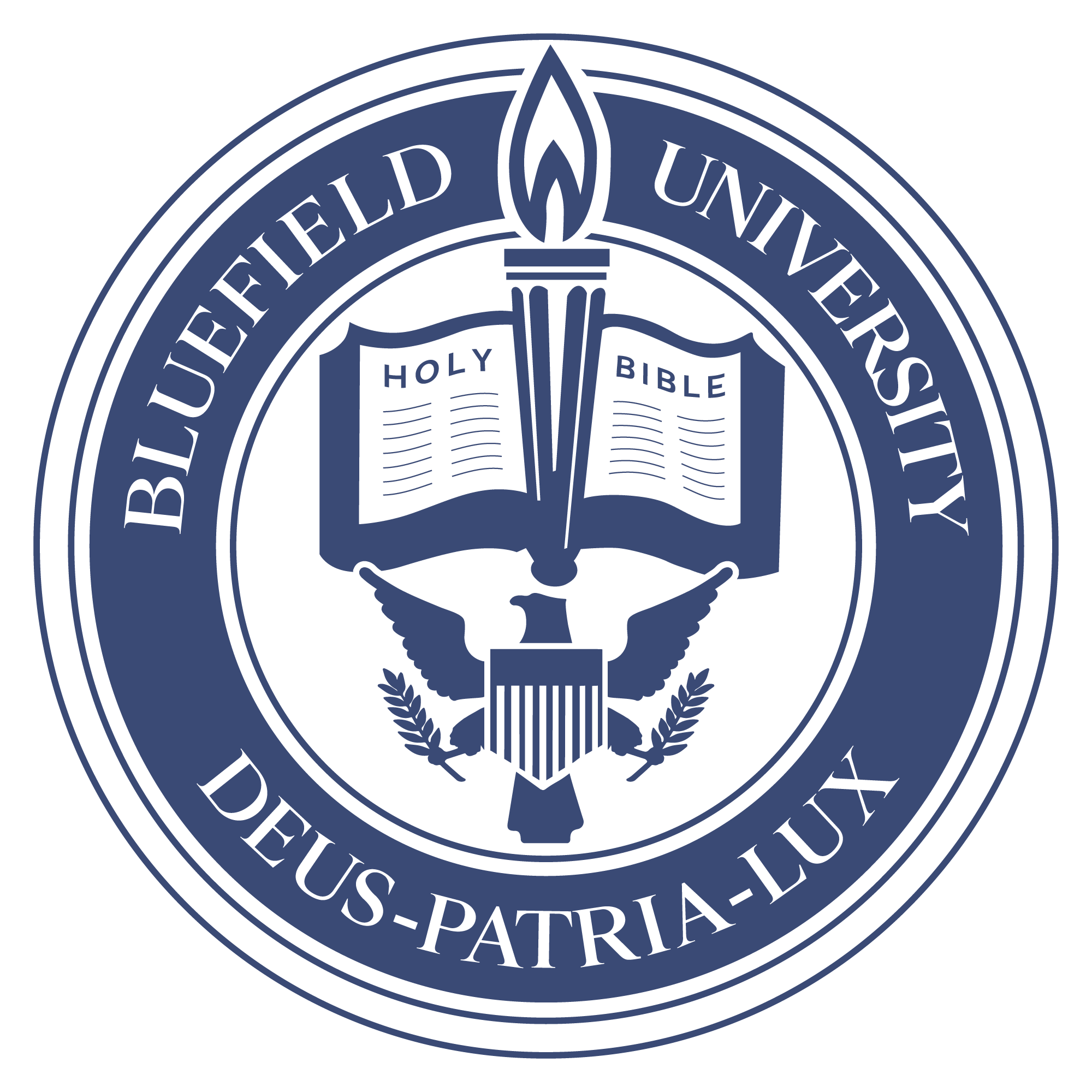 Bluefield University Centennial logo in grayscale.