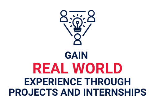 Gain real world experience through projects and internships.