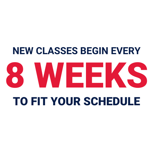 New classes begin every 8 weeks to fit your schedule