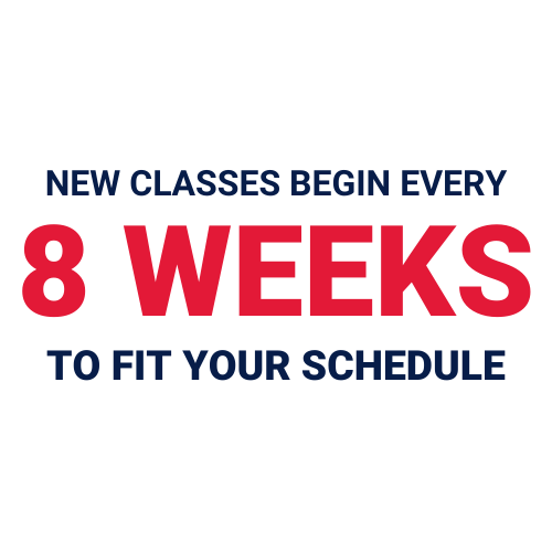 New classes begin every 8 weeks to fit your schedule.