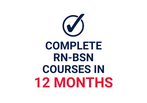You can complete RN-BSN courses in 12 months.