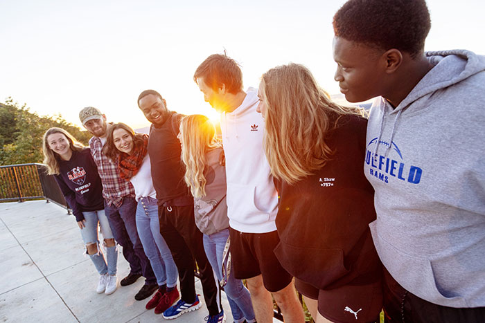 Students gather for a social event.