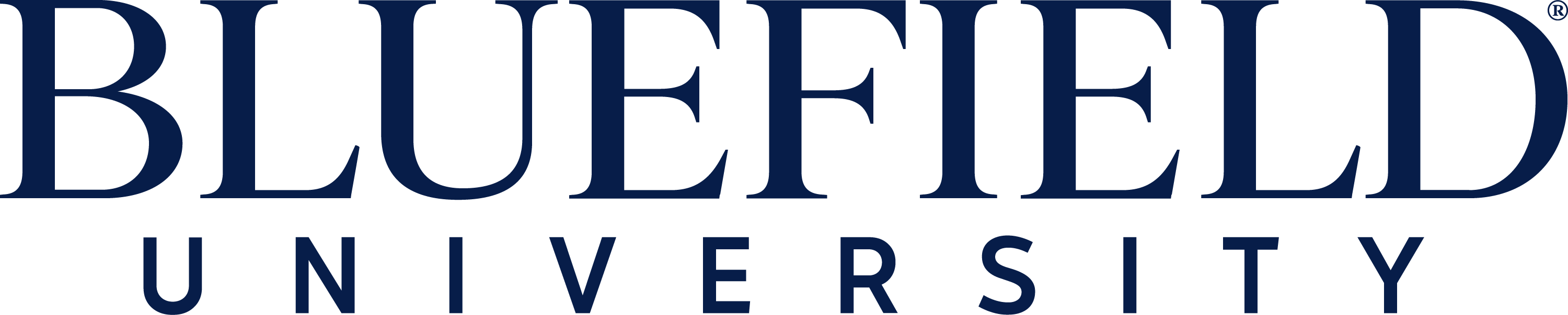 Bluefield University typeface logo in blue.