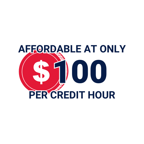 Affordable at only $100 per credit hour.