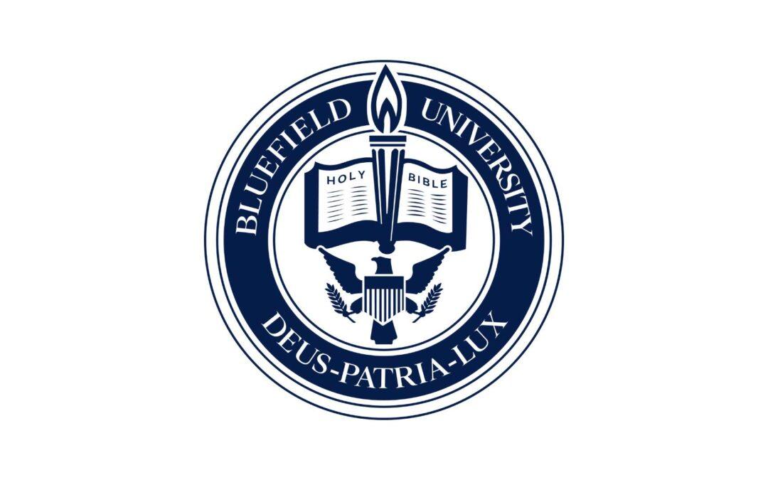 Bluefield University seal with the text "Deus-Patria-Lux".