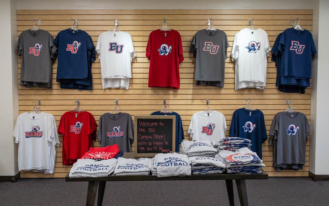 Shirts on display.