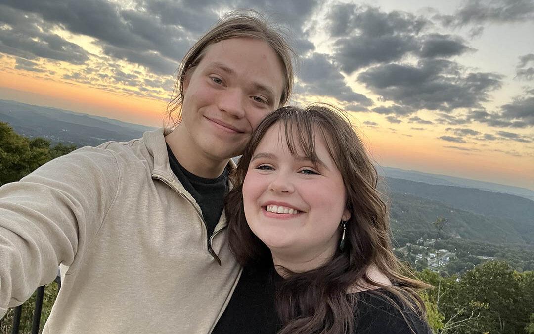 A selfie of Cameron Justis and Abbie Bradley
