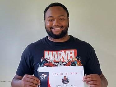 Xavier Chillous receives a Ram of the Week certificate