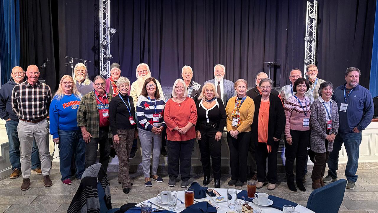 A group of alumni in Harman Chapel.