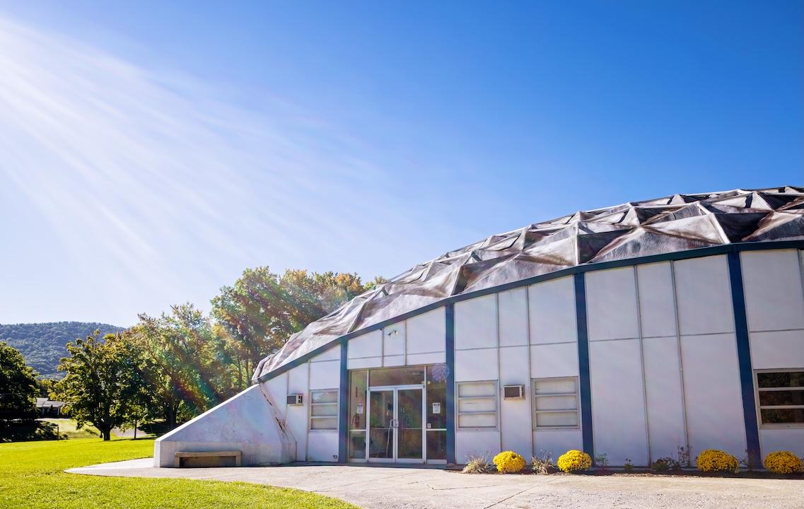 A photo of the Dome Gymnasium's entrance.