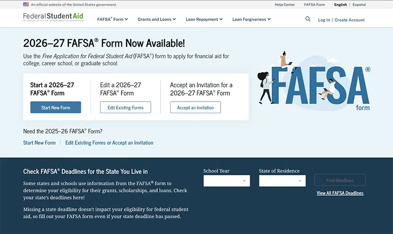 FAFSA Site Screenshot
