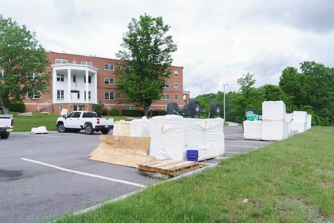 An exterior view of Rish Hall during the summer 2026 renovation.