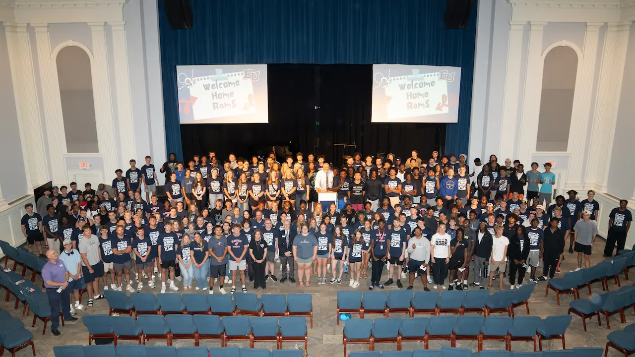 Class-of-2030 A large group of students in the chapel.