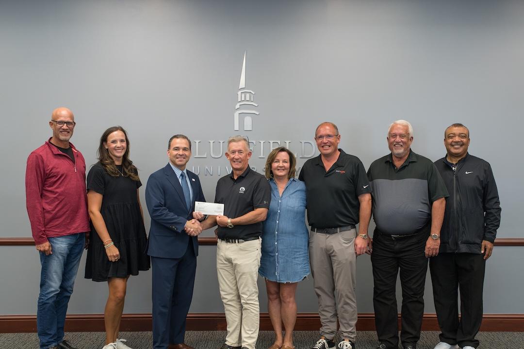 Paul-and-Carol-Cole-Foundation-August-2026 Board members from the Paul and Carol Cole Foundation present a check to President Steve Peterson.