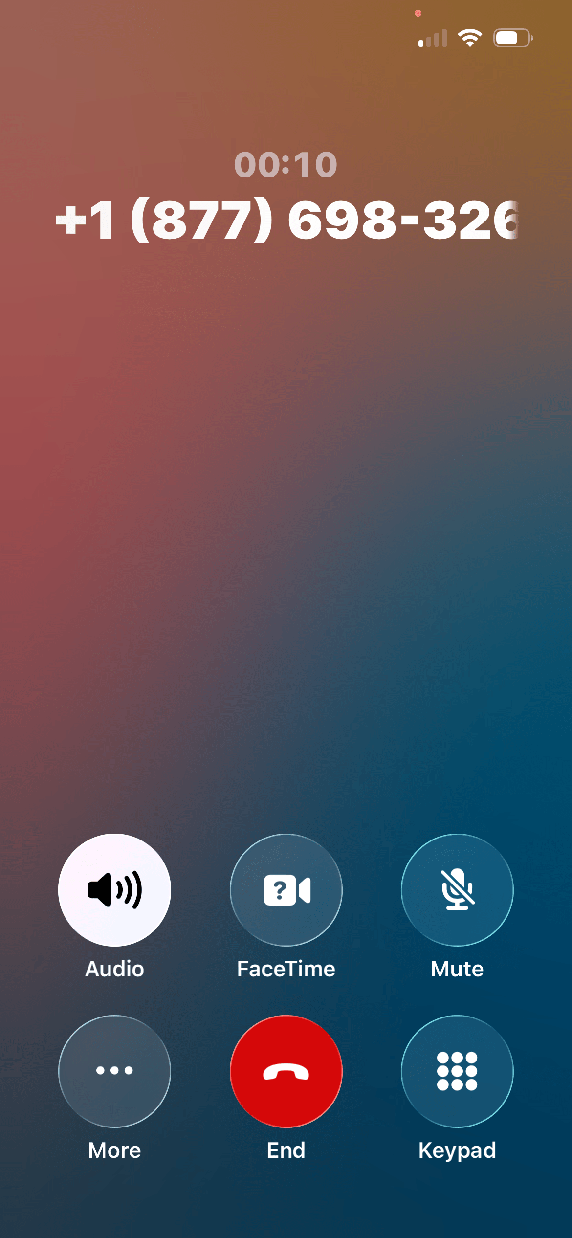 A screenshot of receiving a call.